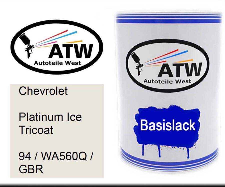 Chevrolet, Platinum Ice Tricoat, 94 / WA560Q / GBR: 500ml Lackdose, von ATW Autoteile West.